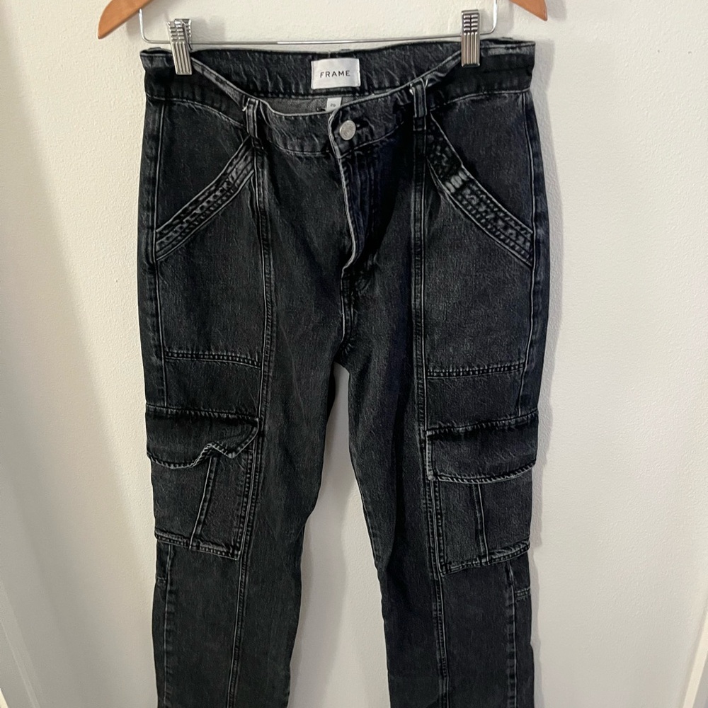Frame Denim Black Utility Cargo Straight Leg Jeans 29 - Picture 6 of 7